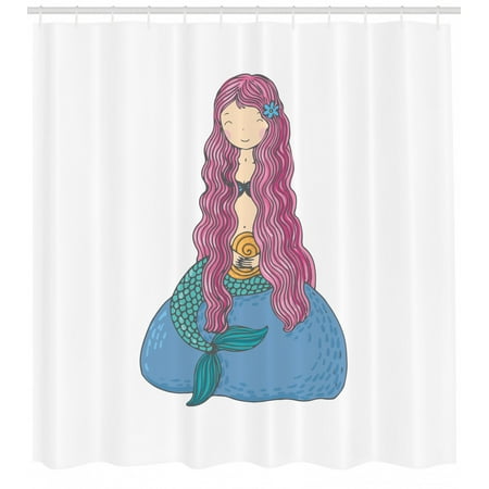 Mermaid Shower Curtain Sweet Mythological Girl With A Shell And