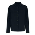 thumbnail image 5 of Womens Corduroy Shirts Long Sleeve Collared Button Down Blouse Oversized Tops Jackets Shackets With Pocket Navy, 5 of 7