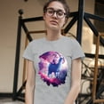 thumbnail image 3 of Tee Hunt Cat Riding a Llama in Space T-Shirt Weird Galaxy Moon Creative Women's T-Shirt Tee, Gray, XX-Large, 3 of 5