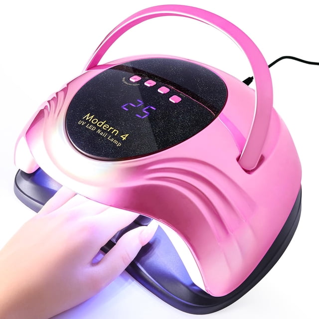 Limegirl Lámpara de uñas UV – Versión nacarada Secador de uñas profesional con 4 temporizadores Potente doble lámpara UV y LED y sensor automático Lámpara de gel de curado rápido Kit de manicura para