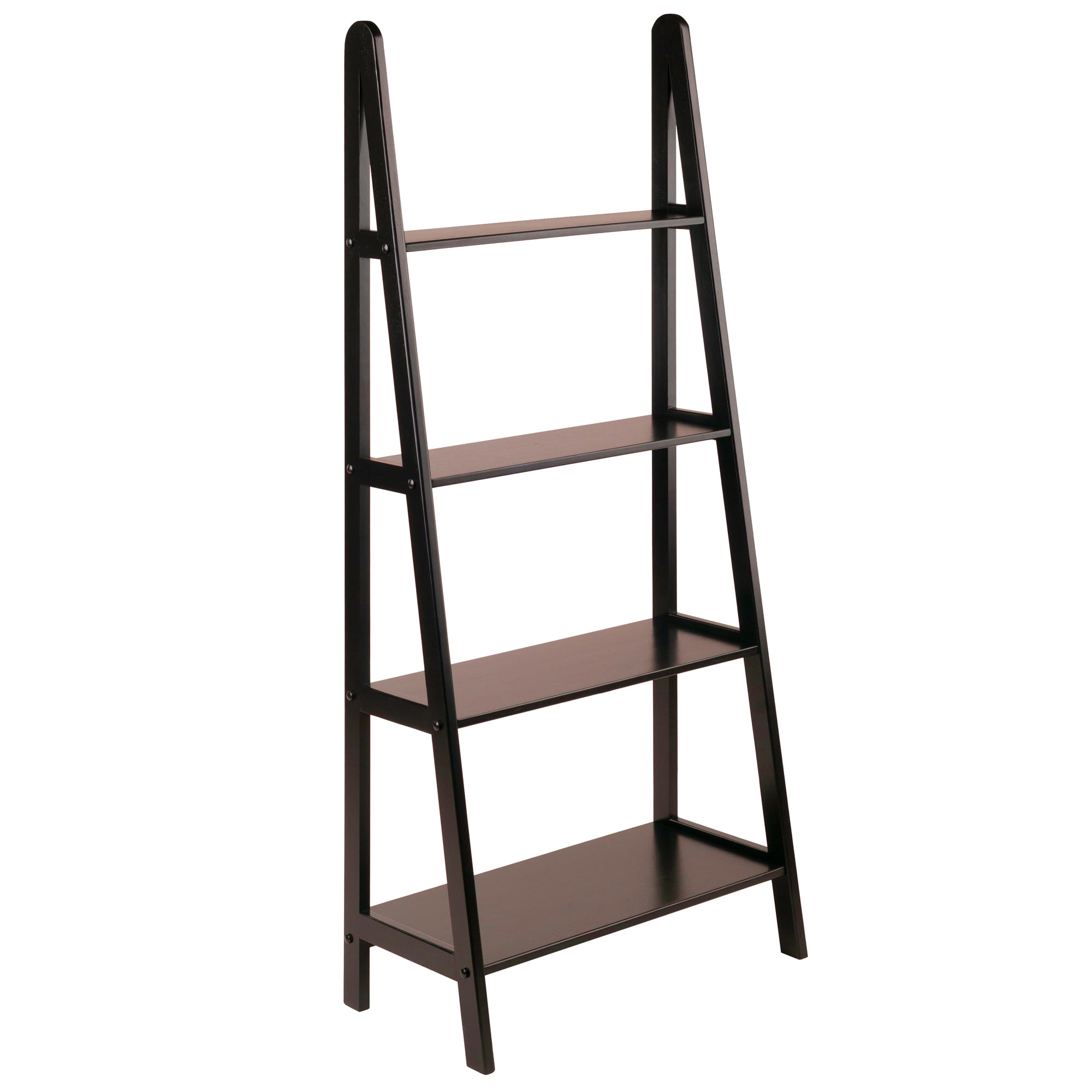 Transitional Espresso Wood 4-Tier Ladder Bookcase
