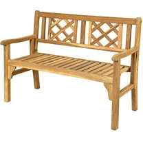 Sptwo | Outdoor Patio Bench Acacia Wood Garden Bench with Backrest and Armrest, Foldable 4-Feet Two Person Loveseat Chair for Garden Lawn Balcony Backyard