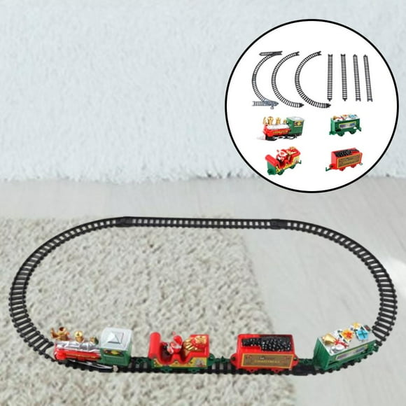 11 PCS Train Set for Boys Girls Electric Toy Train with Santa Carriage and Gift Carriage, Locomotive with Sounds, Christmas Train Sets Gift