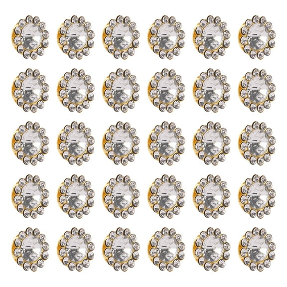 ROMANSENTIAL 50Pcs Flower Shaped Rhinestones White Sunflower Buttons For Craft Supplies