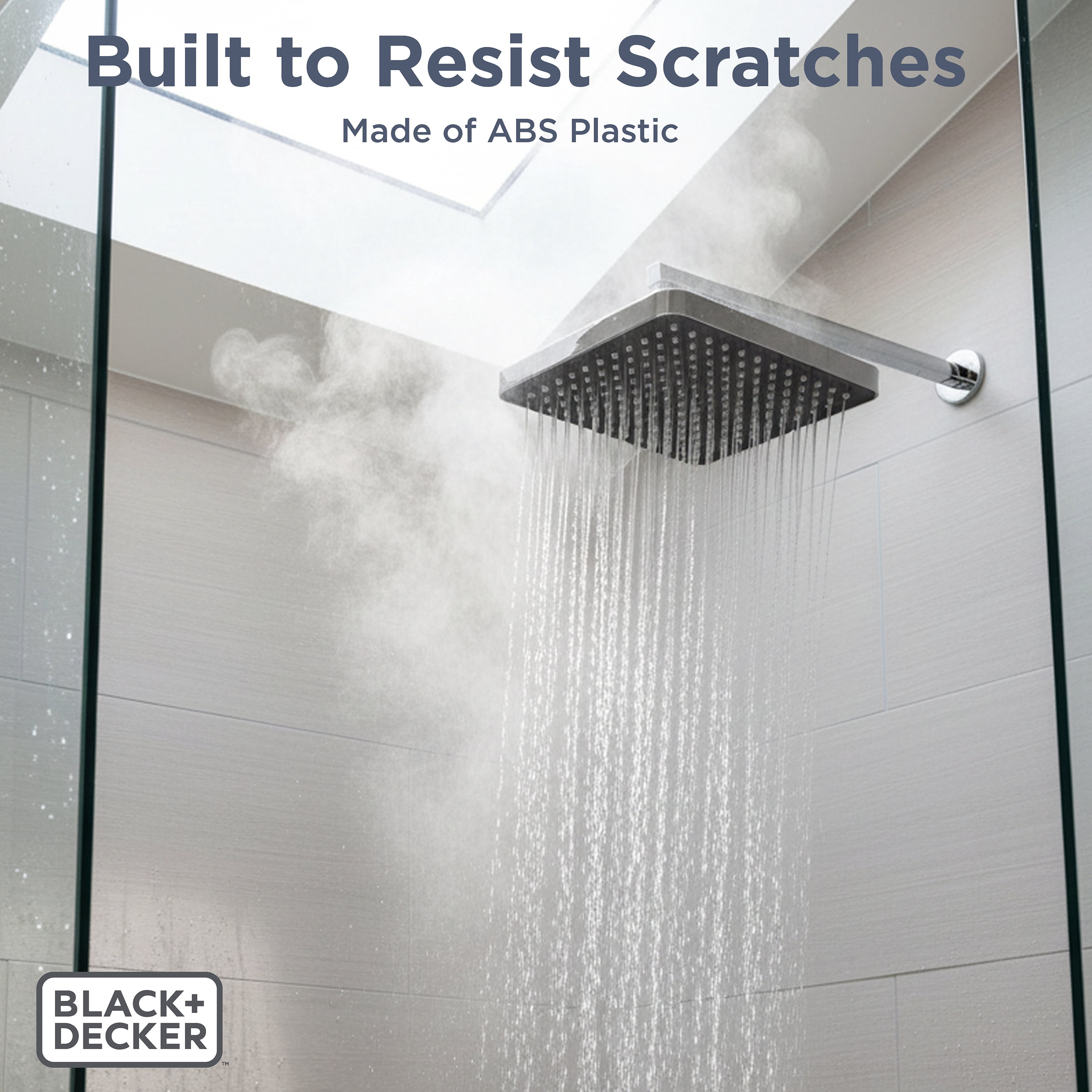 BLACK+DECKER Oversized Rainfall Shower Head, Chrome