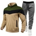 thumbnail image 2 of VBTAPA Men's Hooded Athletic Tracksuit Casual Sports 2 Pieces Suits Color Block Hoodies and Sweatpants Jogging Matching Set with Pockets Army Green XXL, 2 of 7