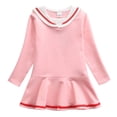thumbnail image 5 of Eltusu Girls Cotton Dresses, Solid Color Long Sleeve A-Line Lapel Collar School Uniform Dress Pink Size 2-3 T, 5 of 6