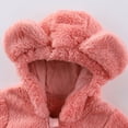 thumbnail image 6 of kids Bear‑Ear Hooded Fleece Footed Onesie Full‑Zip Warm Daily Wear Jumpsuit Pink 6-12 Months, 6 of 9