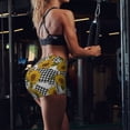 thumbnail image 4 of Seamless Workout Shorts Women - Bright sunflower flowers checkered Biker Gym Running Yoga Spandex Shorts for Women, 4 of 7
