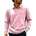thumbnail image 5 of Trgacdwlo Mens Polo Shirt Lightweight Mens Long Sleeve Shirts Summer Fall Moisture Wicking Mens Golf Polo Shirt with Pocket Light pink XXXL, 5 of 10