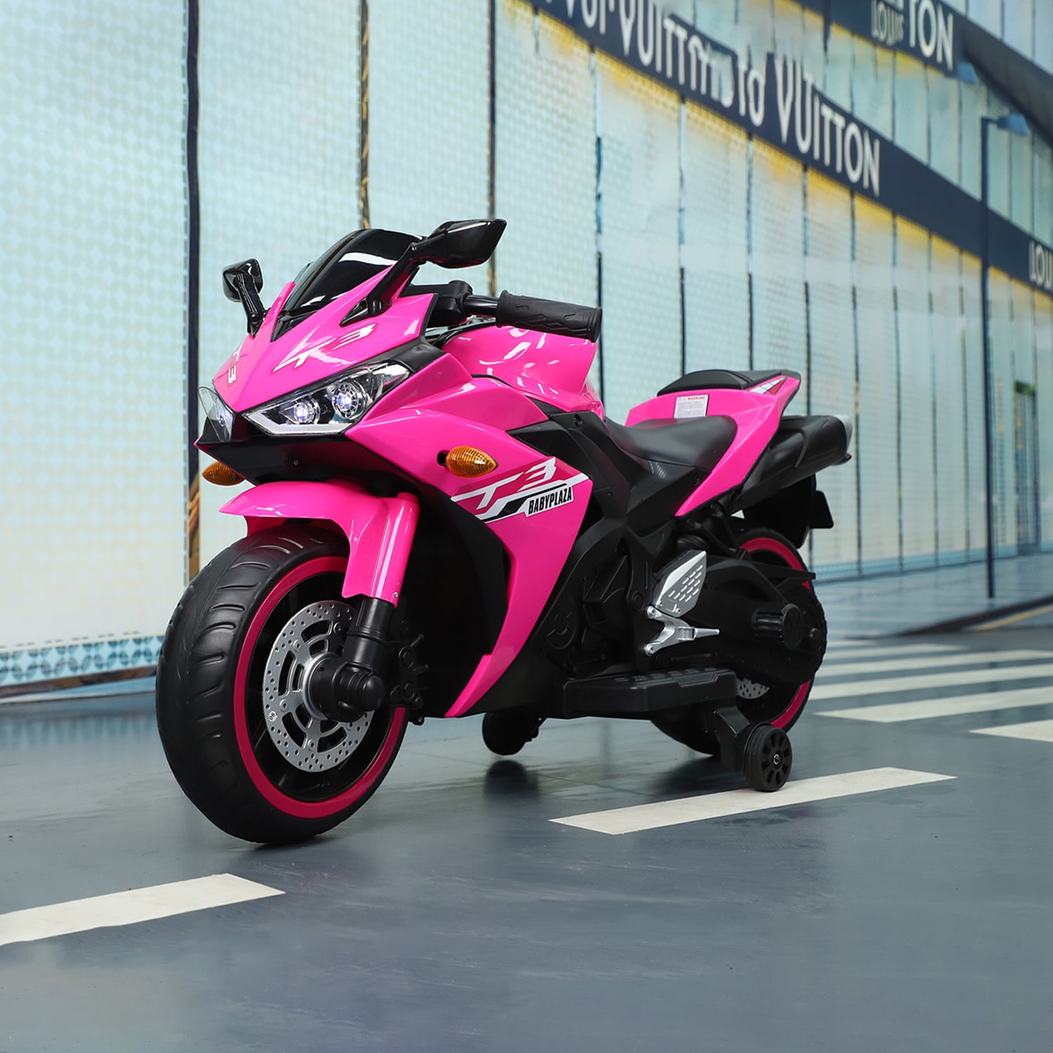 CIPACHO Kids Motorcycle 12V Powered Ride Ons for 3-6 Years Boys Girls Electric Kids Car Toys with Lightting Wheels, Pink