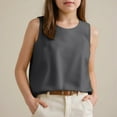 thumbnail image 2 of Zshosam Summer Tops for Teens Girls Tank Top - Soft Cotton Round Neck Sleeveless Athletic Undershirt for Kids (Grey,6-7 Years), 2 of 6