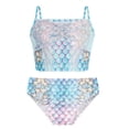 thumbnail image 2 of Girls Mermaid Swimsuit 3 Piece Bikini Set,Scales Print Two Piece Bathing Suit with Removable Fishtail Tulle Skirt Size 8Y, 2 of 9