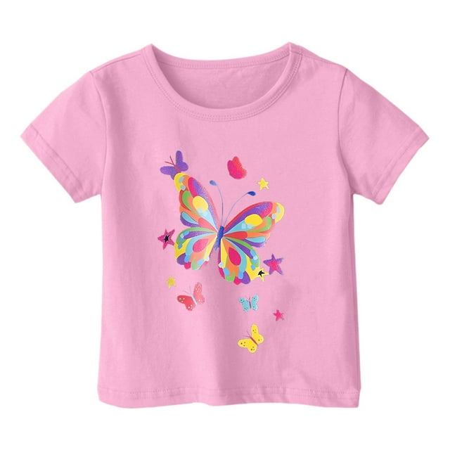 TZEWGL Tops For Toddler Graphic Print Round Neck Loose Short Sleeve Clothing For Infnants size 3-4T