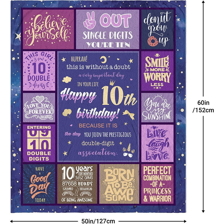Henazin 10 Year Old Girl Gift Ideas, Gifts for 10 Year Old Girls, 10th  Birthday Girl Gifts Blanket 50X60, Birthday Gifts for 10 Year Old Girls,  10