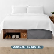 Bare Home Double Brushed Bed Skirt - Premium 1800 Collection - 15-inch Drop - Queen, Gray