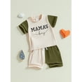 thumbnail image 5 of Baby Toddler Boys Shorts Clothing Set, 6 12 18 24 Months 2T 3T Short Sleeve Letters Print T-shirt with Contrast Color Shorts Summer Outfit, 5 of 9
