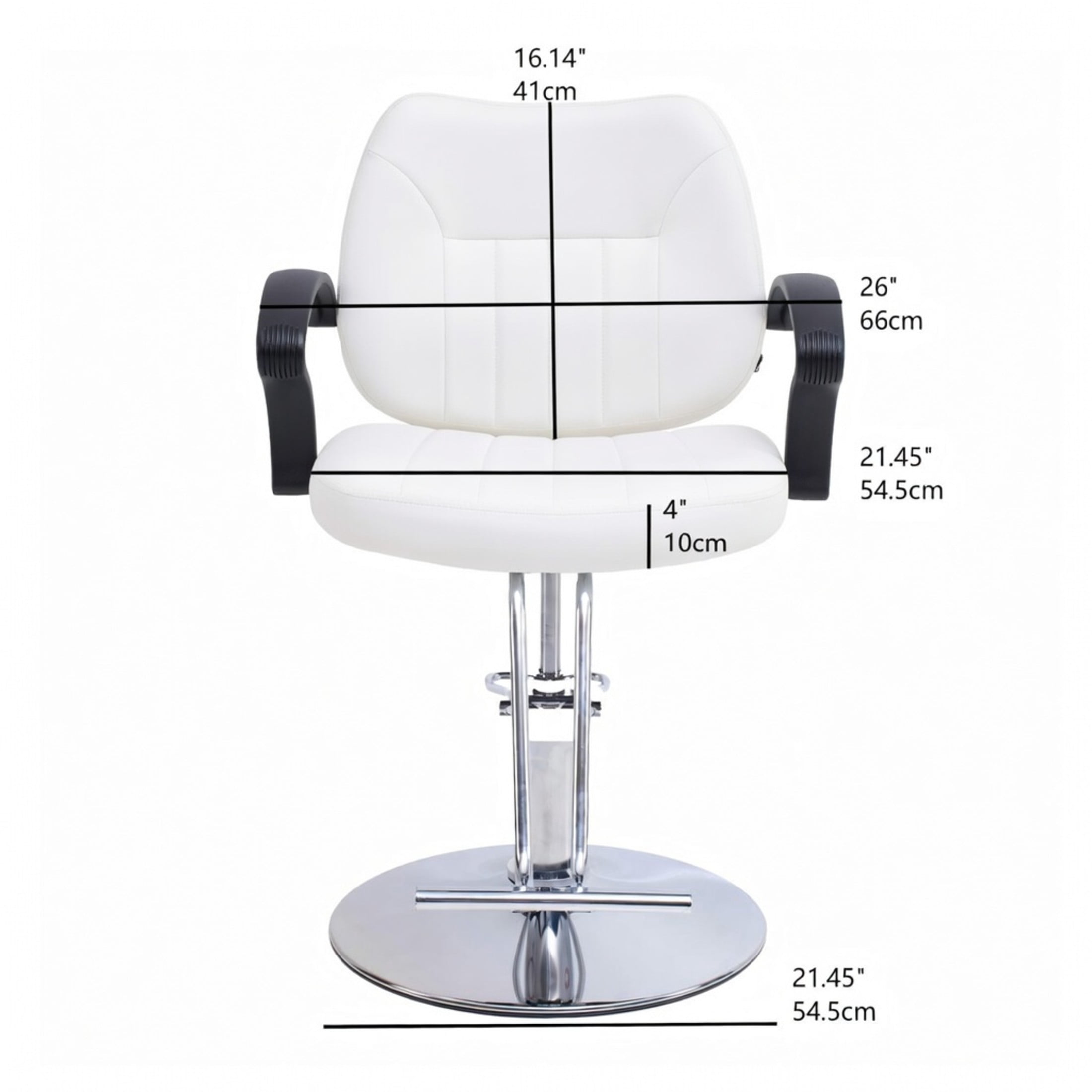 Noble House Hydraulic Barber Styling Chair with PU Upholstery, Adjustable Height, White + Chrome