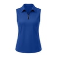 thumbnail image 3 of Puyaiuu Women's Short Sleeve Polo Tops with Zipper Front, Solid Color Athletic Blouses with Lapel Collar, Soft Stretchy Casual Shirts for Golf Tennis, Spring Summer Daily Sporty Fashion Wear Gift, 3 of 6