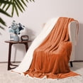 thumbnail image 2 of Moonlight20015 Sherpa Blanket Fluffy Plush Ultra-Soft Bed Blanket Reversible Queen Size Rust Color, 2 of 8