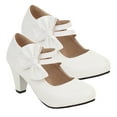 thumbnail image 2 of 1 par de zapatos de tacón alto con lazo para mujer, con punta ligera y tacón grueso., 2 of 5