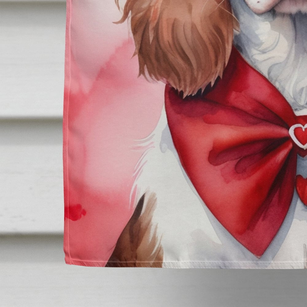 Welsh Springer Spaniel My Valentine House Flag 28 in x 40 in