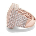 thumbnail image 2 of Square Cluster Round Cut White Diamond Wedding Band Ring For Men's In 14K Rose Gold Over 925 Sterling Silver Jewelry Gift For Men, 2 of 2