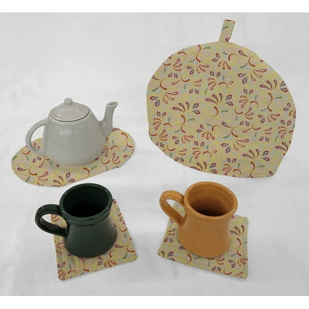 

Paisley Tea Pot Cozy & Coaster Set (Yellow)