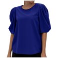 thumbnail image 4 of Fesfesfes T Shirts for Women Fashion Women's Summer Round-Neck Short Sleeve Solid Casual Pullove Blouses Tops Winter Tops 12(XXL), 4 of 8