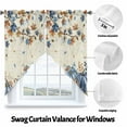 thumbnail image 6 of Swag Curtains Valances for Windows, Fall Thanksgiving Short Kitchen Window Curtains Over Sink, Orange Blue Floral Pumpkins Maple Leaves Cafe Curtains Panel Set Of 2,Rod Pocket, 45 Inches Length, 6 of 8