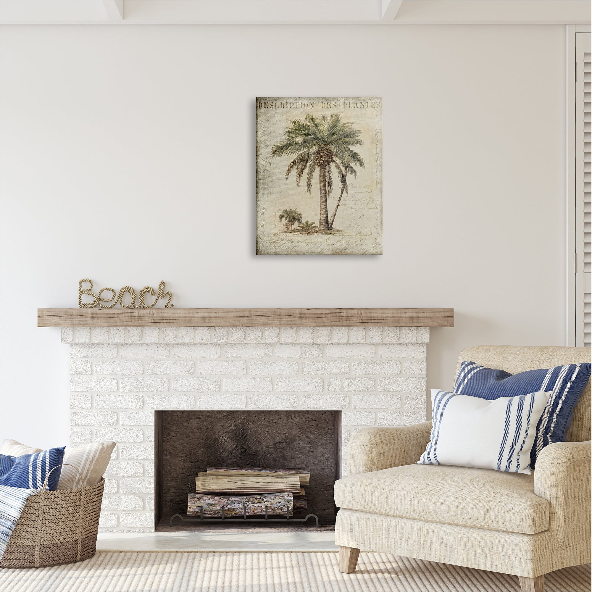Stupell Industries Vintage Palm Tree Study Botanical & Floral Painting Gallery Wrapped Canvas Art Print Wall Art, 24 x 30