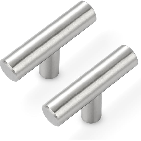 PLERISE 30-Pack Brushed Nickel Cabinet Knobs, Stainless Steel Single Hole Drawer Pulls, 2 Inch Overall Length Silver Cabinet Handles for Kitchen Cabinets and Dressers