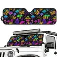 thumbnail image 2 of Uorisanigo Windshield Sun Shade, Foldable Shade Heat Shield, Compatible with 2018-2023 Jeep Wrangler JL JLU Gladiator JT, 52.95 in *16.14 in(Psychedelic Trippy Mushroom), 2 of 7