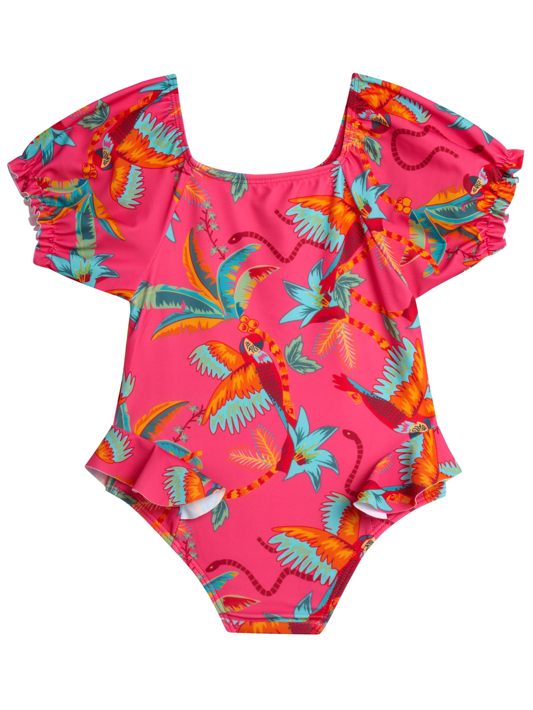 Jessica Simpson Toddler Girl Rash Guard Swimsuit with Headband, Sizes 12M-24M