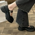 thumbnail image 2 of Lovskoo 2024 Womens Leather Mary Shoes Round Toe Platform Ankle Strap Chunky Heel Uniform Dress Shoes Black, 2 of 9