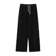 thumbnail image 2 of Cagogo Womens Drawstring Wide Leg Pants Plus Size Elastic Waist Loose Flowy Long Trousers Casual Beach Work Lounge Palazzo Pants, Black 4XL, 2 of 6