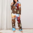 thumbnail image 3 of Kll Trip To London Print Women'S Long Sleeve Pajamas With Pants Sleepwear Loungewear 2 Set-Medium, 3 of 9
