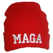 Best Winter Hats Adult USA Made Embroidered MAGA Tight Knit Beanie - Red