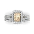 thumbnail image 2 of Clara Pucci 14K White Gold Emerald Cut 1Ct Natural Morganite Engagement Ring + Matching Band - Luxury Box Included, 2 of 7