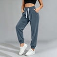 thumbnail image 2 of LIaqionyy Women's Corduroy Jogger Pants High Waist Drawstring Straight Leg Baggy Casual Sweatpants with Pockets, 2 of 8