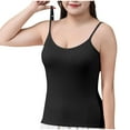 thumbnail image 2 of Summer Tank Tops For Women Plus Size Causal Solid Color Square Neck Sleeveless Spaghetti strap Pullover tops Women Camisoles With Built In Bras Under $7 Black XXL, 2 of 4