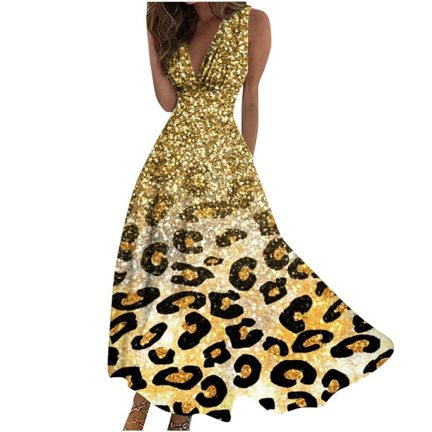 Vestido Corto de Verano de Moda sin Mangas con Cuello en V Impreso Vestido Casual Grande Del Doblado para Diario
