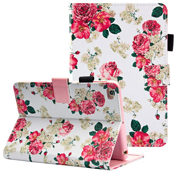 Funda Dteck para iPad mini 5/4/3/2/1 Rosa Floral de Cuero PU