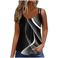 thumbnail image 2 of YUGYXL Women Floral Printes Tank Tops Fashion Round Neck Curved Hem Tanks Summer Spaghetti Straps Camisole Casual Sleeveless Loose Fit Tunic Tops Black,XXXL, 2 of 7