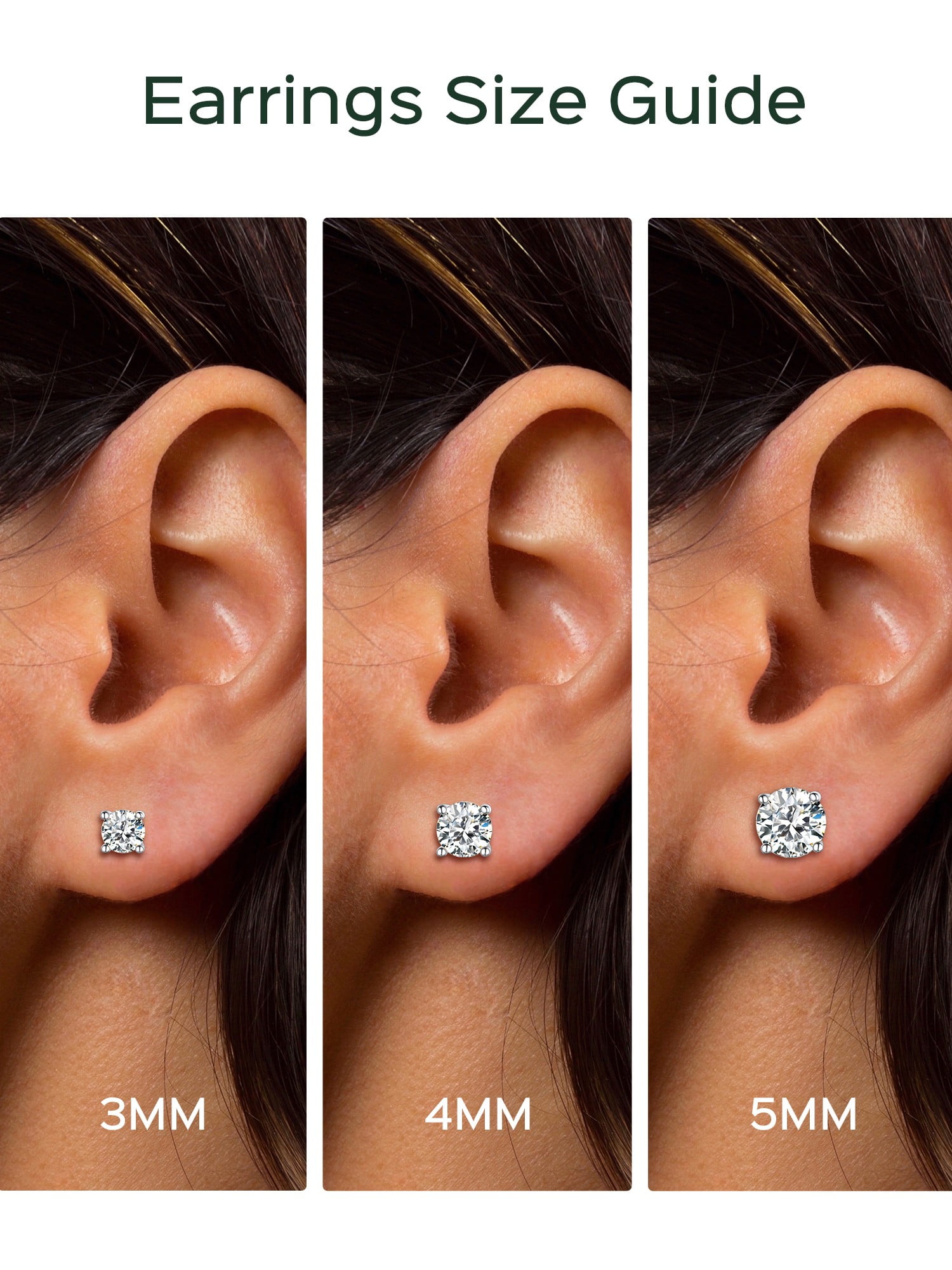 ChicSilver 3 Pairs Sterling Silver Cubic Zirconia Stud Earrings for Women Hypoallergenic Tiny Simulated Diamond Ear Stud Set for Sensitive Ears