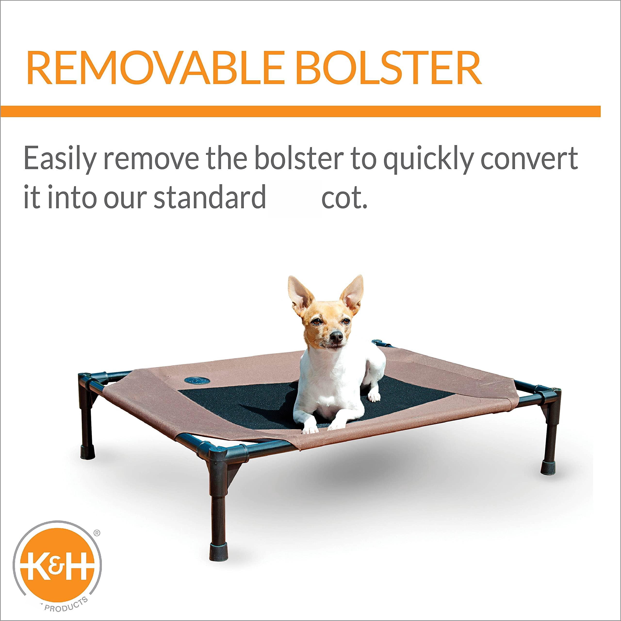 Bolster Dog  Indoor Outdoor Elevated Hammock Bed With Removable Washable Bolsters Mesh Cover Raised Metal Frame - Medium 32 X 25in Chocolate