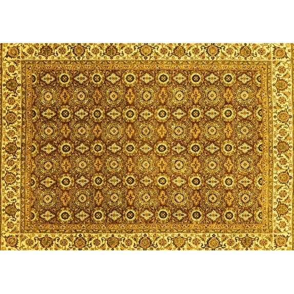 Ahgly Company Machine Washable Indoor Rectangle Abstract Yellow Modern Area Rugs, 4' x 6'
