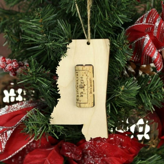Torched Mississippi Wine Cork Holder Ornaments Christmas Tree Hanging Decor