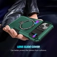 thumbnail image 6 of Allytech Magnetic Case for iPhone 15 with Lens Slide Cover, [Non-Slip] [Military Grade Protection] Slim Shockproof Ring Stand Case Support Wireless Charging, Darkgreen, 6 of 10