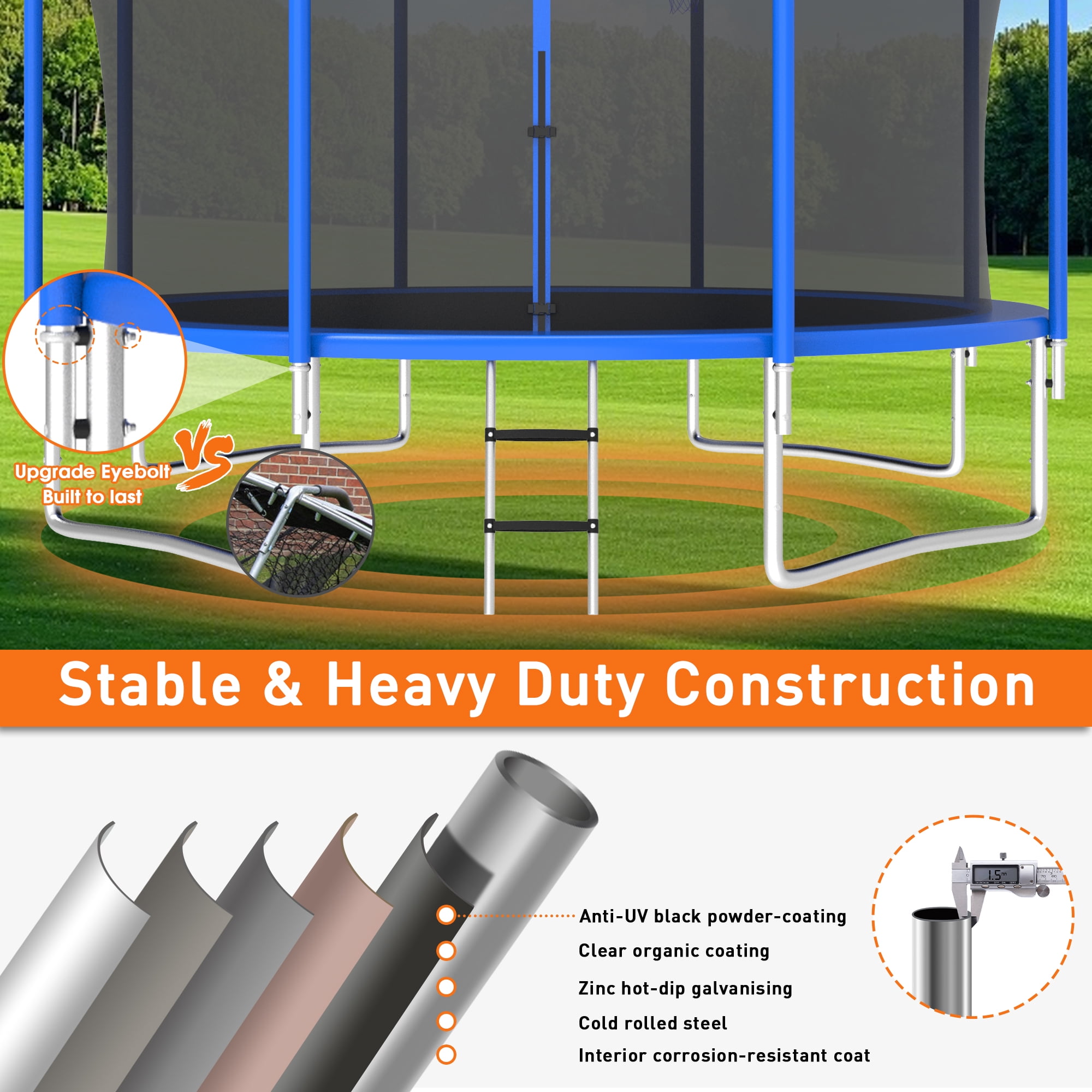 CITYLE Trampoline 14FT Trampoline for Adults and Kids, 1400LBS Outdoor Trampolines with Lights, Basketball Hoop and Enclosure Net, Heavy Duty Trampoline, Easy to Install & Last Long, Birthday Gift